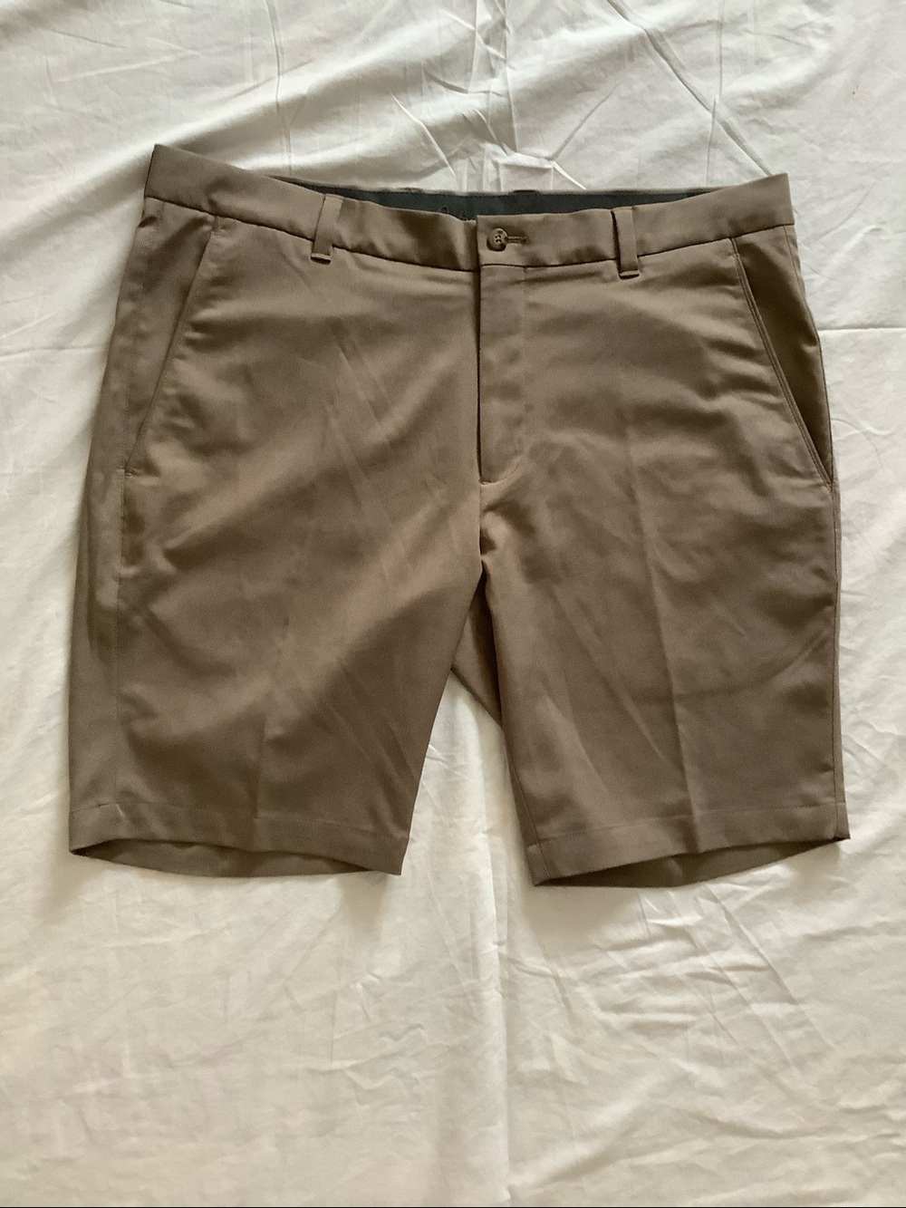 Oxford Taupe Flat-Front Performance Shorts